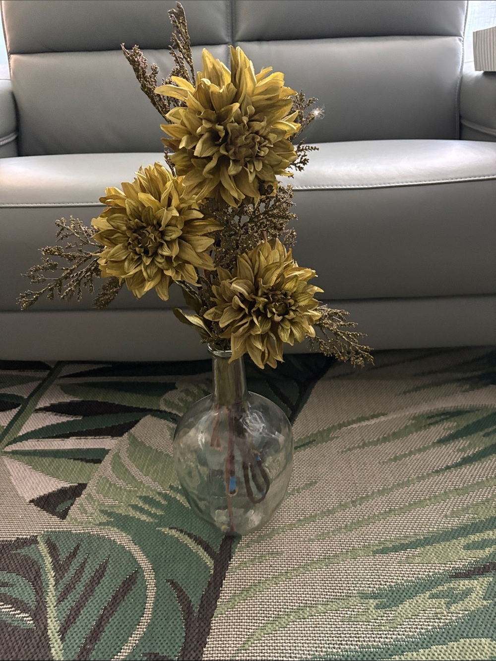 Artificial Dried Dahlia Spray in Olive Gold - Home Accents
